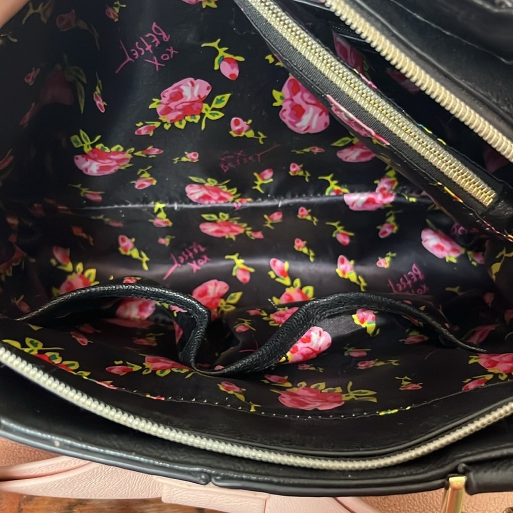 Betsey Johnson Black and Pink Bow Bag - Picture 9 of 15